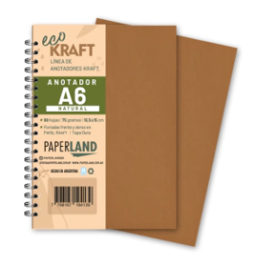 Anotador Eco Kraft A6 / 96 hs natural . de 75 gr. x 12 un.