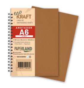 Anotador Eco Kraft A6 / 96 hs lisas bl. de 80 gr. x 12 un.