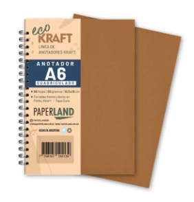 Anotador Eco Kraft A6 / 96 hs cuadriculadas de 80 gr. x 12 un..