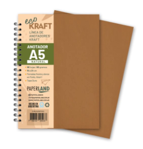 Anotador Eco Kraft A5 / 96 hs natural . de 75 gr. x 12 un.