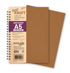 Anotador Eco Kraft A5 / 86 hs punteadas. de 90 gr. x 12 un.