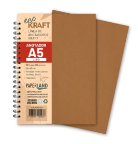 Anotador Eco Kraft A5 / 96 hs lisas bl. de 80 gr. x 12 un.