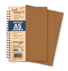 Anotador Eco Kraft A5 / 96 hs cuadriculadas de 80 gr. x 12 un..