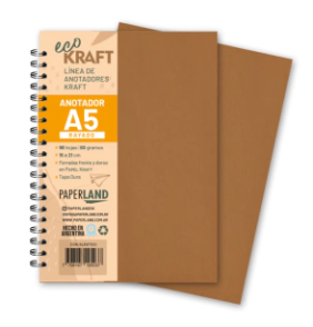 Anotador Eco Kraft A5 / 96 hs rayadas de 80 gr. x 12 un.