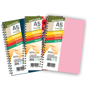 Anotador A5  / 96 hs nat de 75 gr. / x 12u. - Tapas surtidas