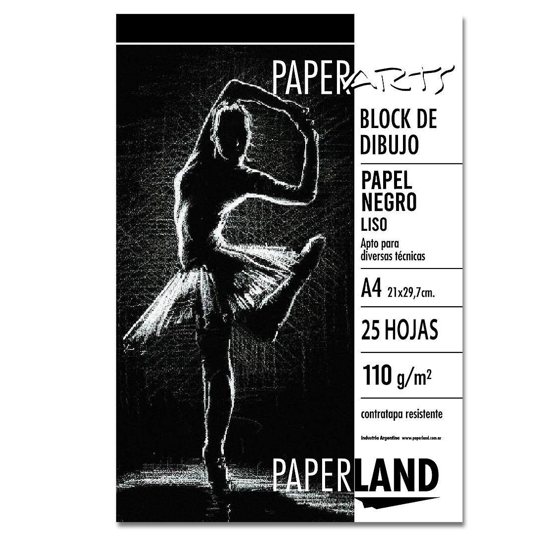 Block art papel negro 110 gr liso emblocado x 25 hs. A4 x 6 un.