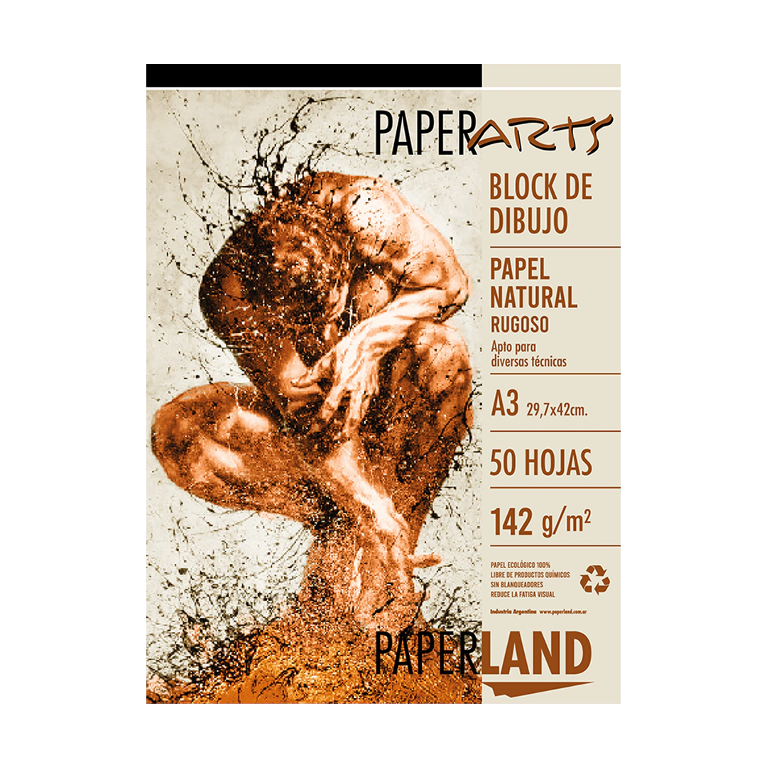 Block art papel natural 142 gr rugoso emblocado x 50 hs. A3  x 6 un.