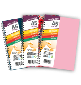 Anotador A5  / 96 hs punteadas de 90 gr. / x 12u. - Tapas surtidas