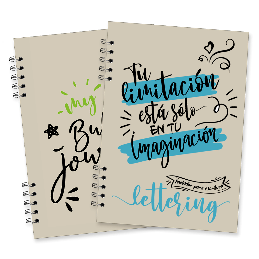 Anotador Lettering / Bullet Journal A5 / 96 hs de 90 gr. surt c/elast x 12 u.