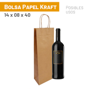 Bolsas Kraft 14x08x40 (1 botella) cm x 10 u
