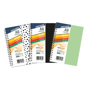 Anotador A6  / 96 hs cuadriculadas de 80 gr. / x 12u. - Tapas surtidas