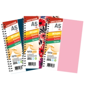 Anotador A5  / 96 hs lisas de 80 gr. / x 12u. - Tapas surtidas