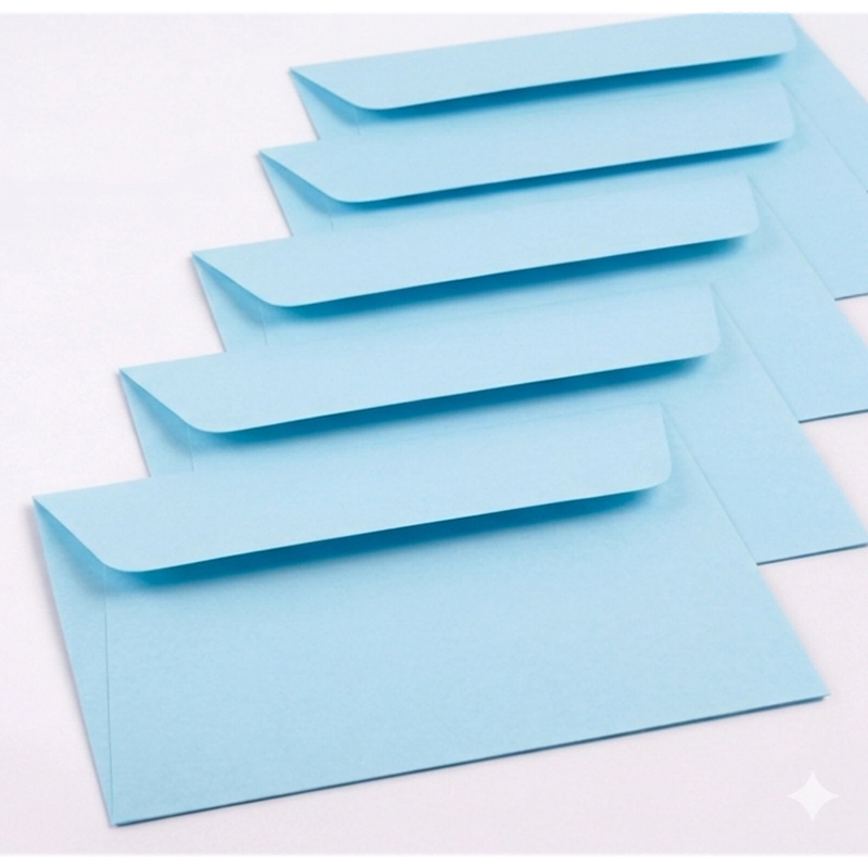 Sobres 12,5x17 cm de papel especial celeste bebe 90 gr  x 25u