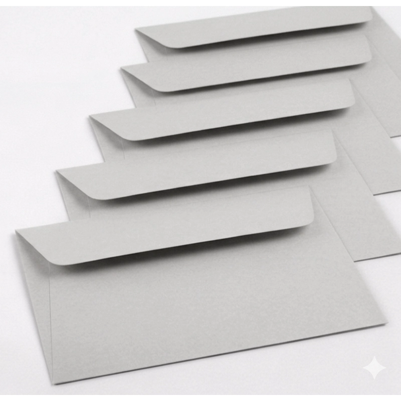 Sobres 12,5x17 cm de papel especial gris perla 90 gr  x 25u