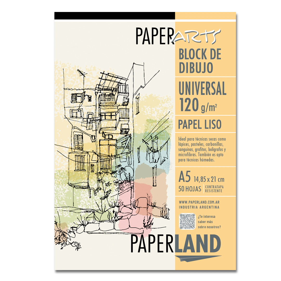 Block de papel blanco-universal 120 gr emblocado  x 50 hs A5 x 12 un.