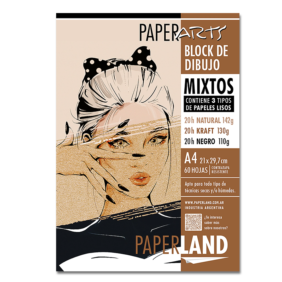 Block dib Mix 1 x 60 hs ( Nat142g / Kraft130 / Negro110)  Embloc A4  x 6 un.