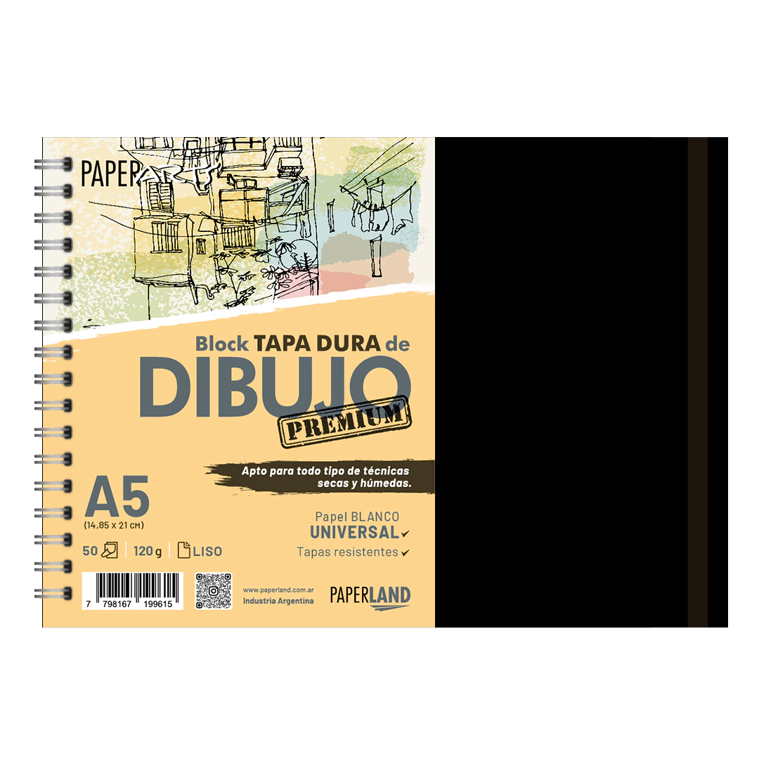 Block art UNIVERSAL 120g Blanco LISO Premium TD - c/esp y elast. x 50h -  A5 x 4 u