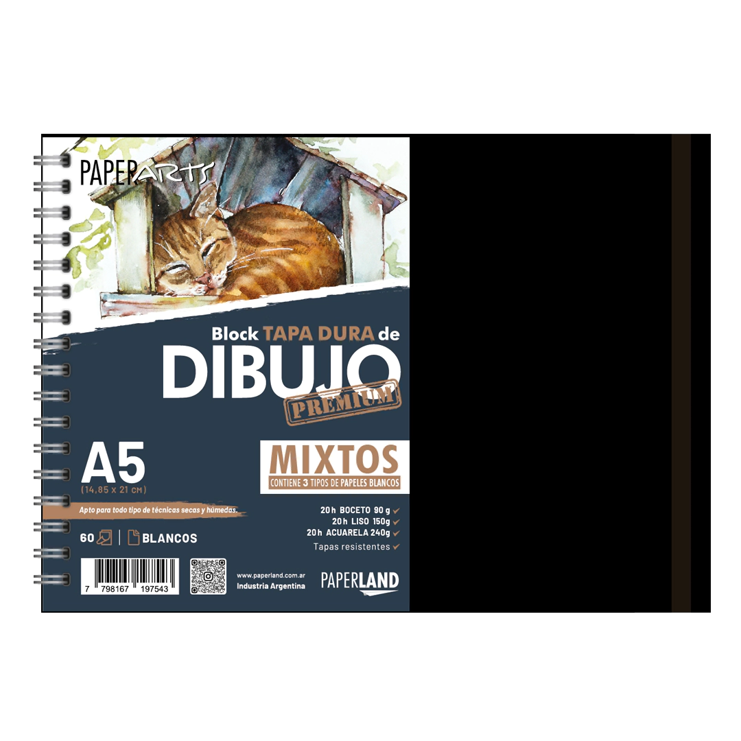 Block Mix 2 Premium TD (Boceto 90g, Liso150g, Acuarela 240g) 60 hs c/esp A5 x 4un