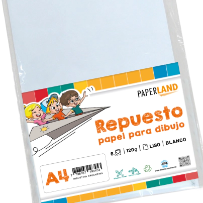 Repuesto de dibujo blanco 120 gr. A4 (21x29.7 cm) x 8 hojas x 400 un