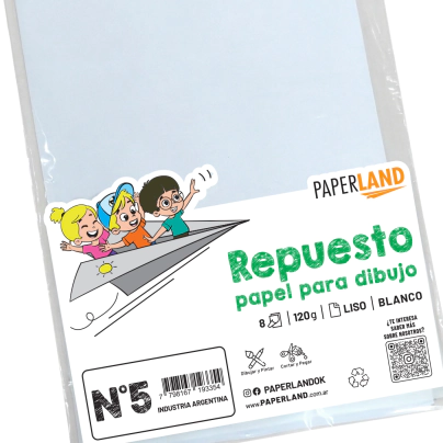 Repuesto de dibujo blanco 120 gr. Nro 5 (23x32 cm) x 8 hojas x 400 un