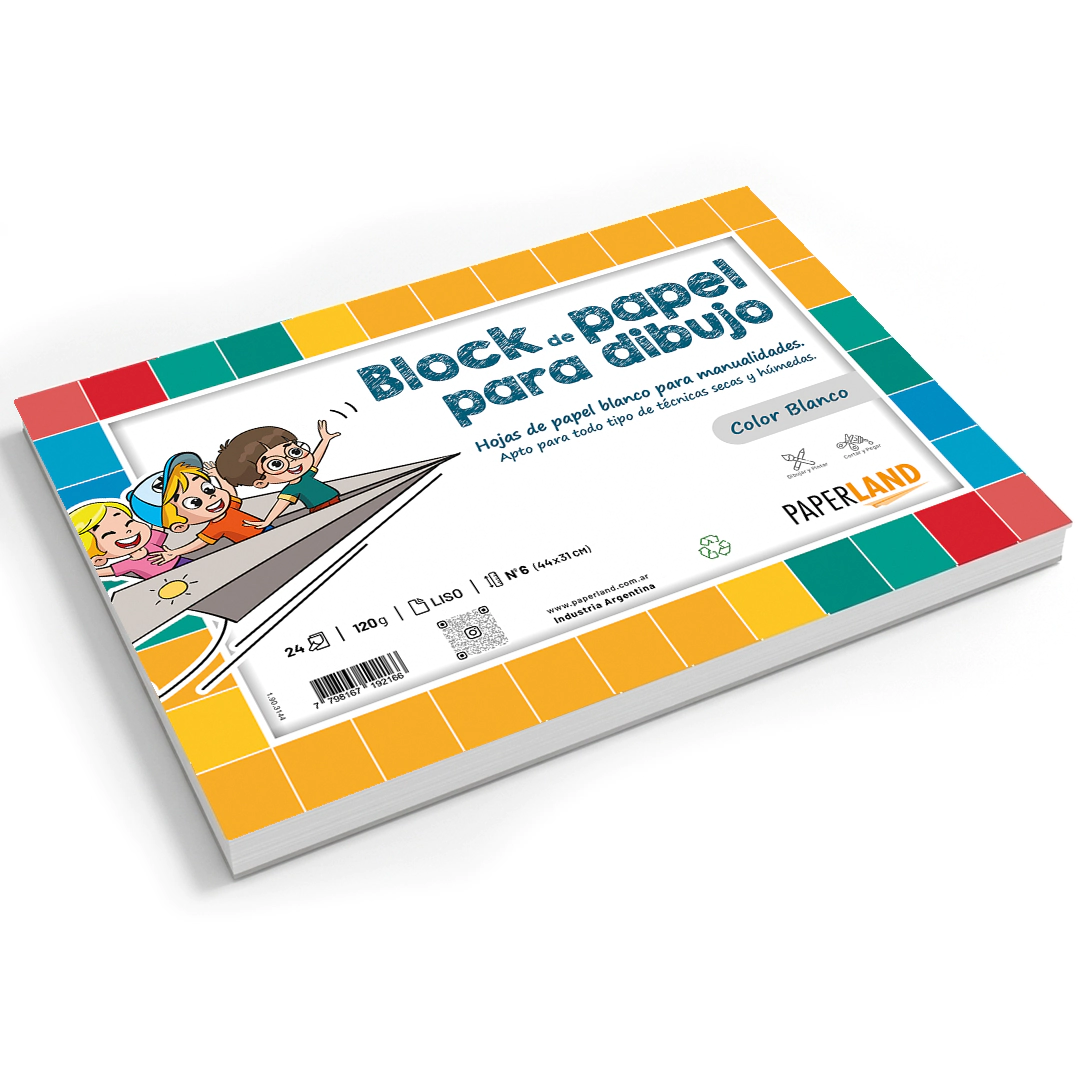 Block dibujo esc N�6 (31x44 cm) 24 hs blancas 120 gr emblocado x 60 un.