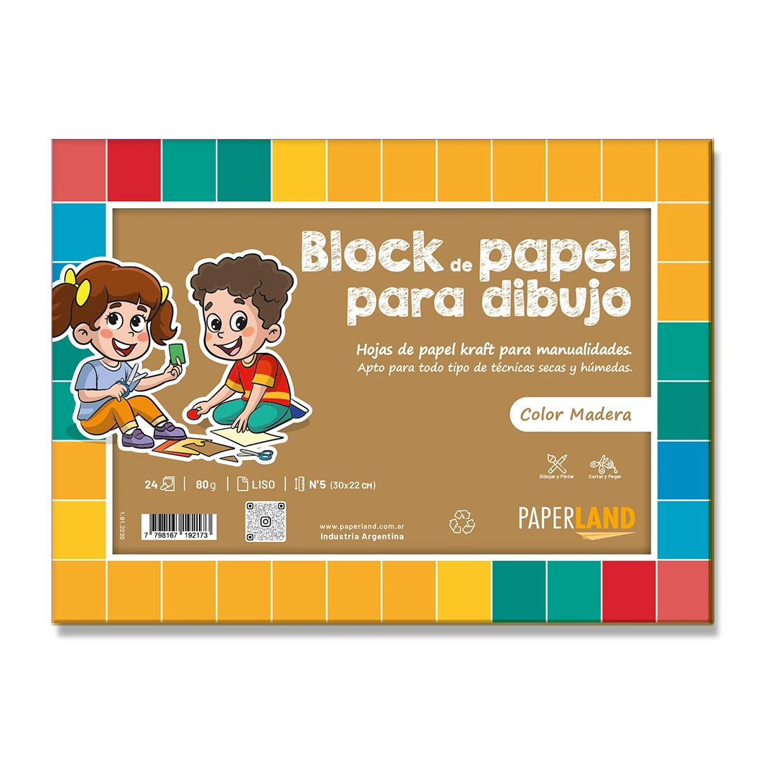 Block de dibujo esc N�5 (22x30 cm) 24 hs madera de 80 gr - emblocado x 10 un.